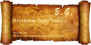 Birnbaum György névjegykártya